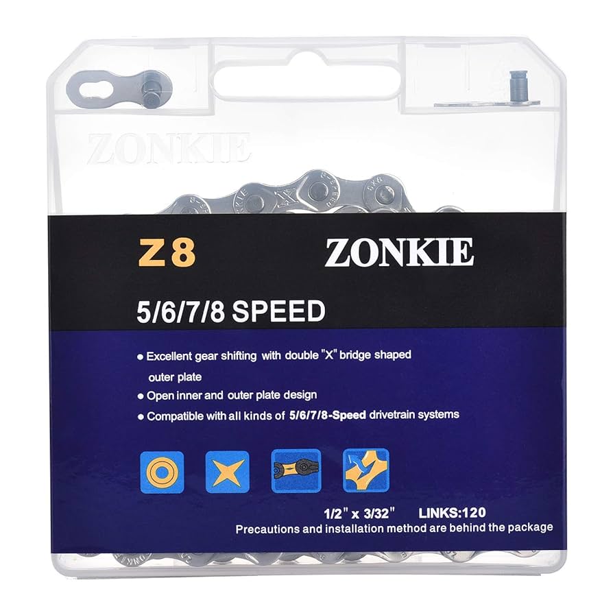 Amazon.com: ZONKIE 8-Speed Silver 120 Link Bicycle Chain